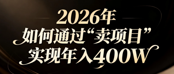 2026年如何通过“卖项目”实现年入百万