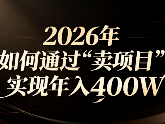 2026年如何通过“卖项目”实现年入百万