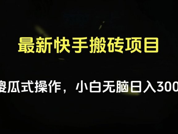 最新快手搬砖挂机项目，傻瓜式操作，小白无脑日入300-500＋