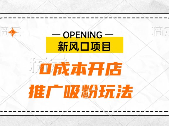 新风口项目、0成本开店、推广吸粉玩法